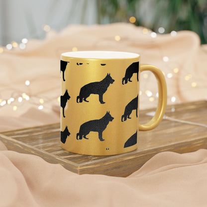 German Shepherd Silhouette Metallic Coffee Mug