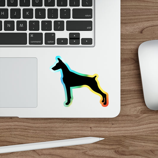 Doberman Silhouette Holographic Sticker
