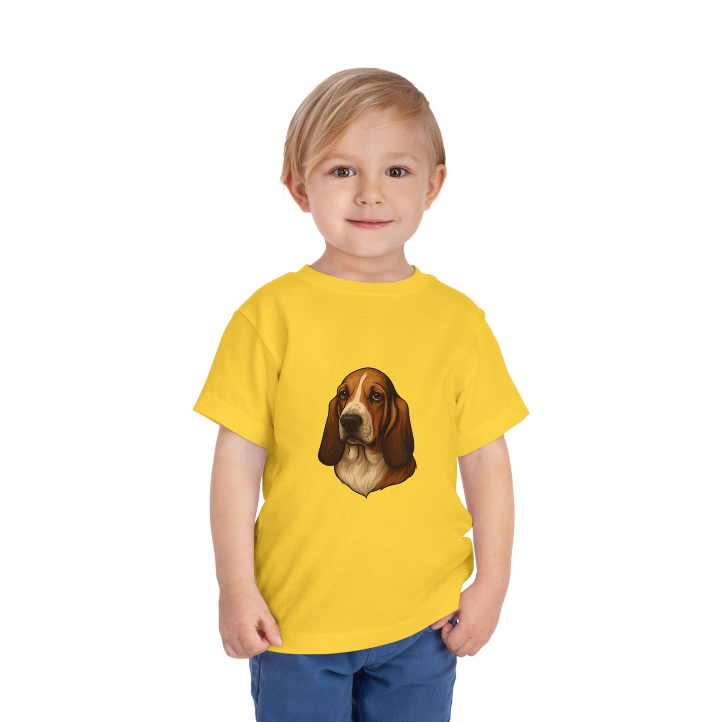 Basset Hound Head Toddler Unisex Short Sleeve Crewneck Tee