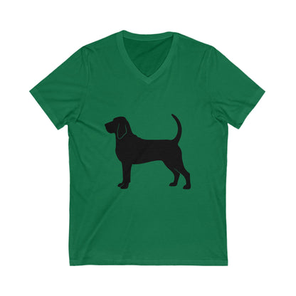 Bloodhound Silhouette Unisex Short Sleeve V-Neck Tee