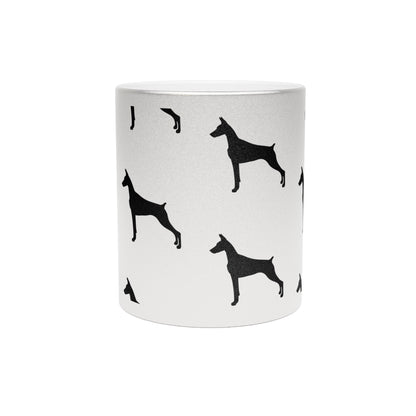 Doberman Silhouette Metallic Coffee Mug