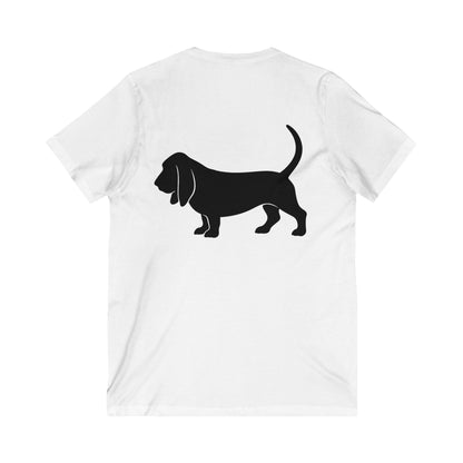 Basset Hound Silhouette Unisex Short Sleeve V-Neck Tee
