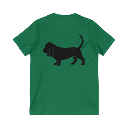 Basset Hound Silhouette Unisex Short Sleeve V-Neck Tee
