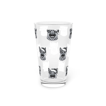 Santa Paws German Shepherd Drinking Glass