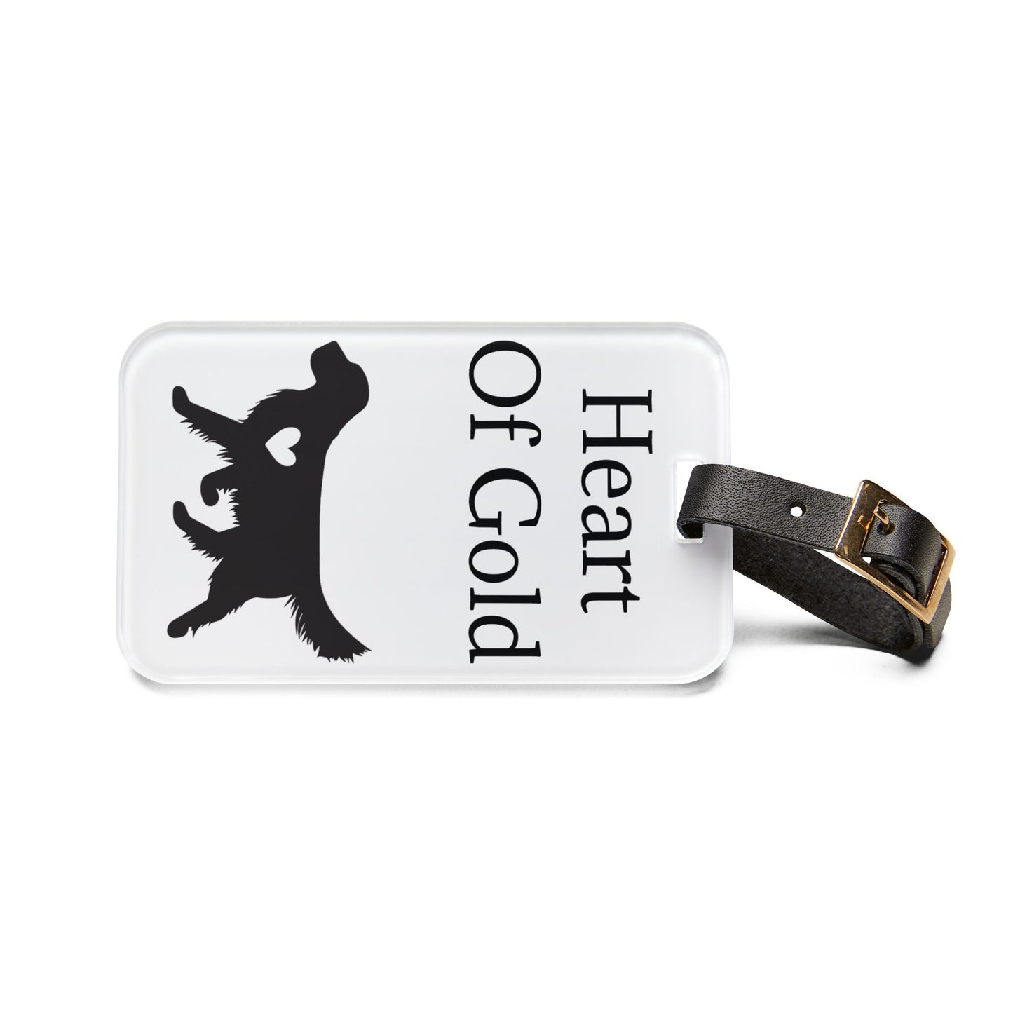 Heart Of Gold Leather Strap Luggage Tag