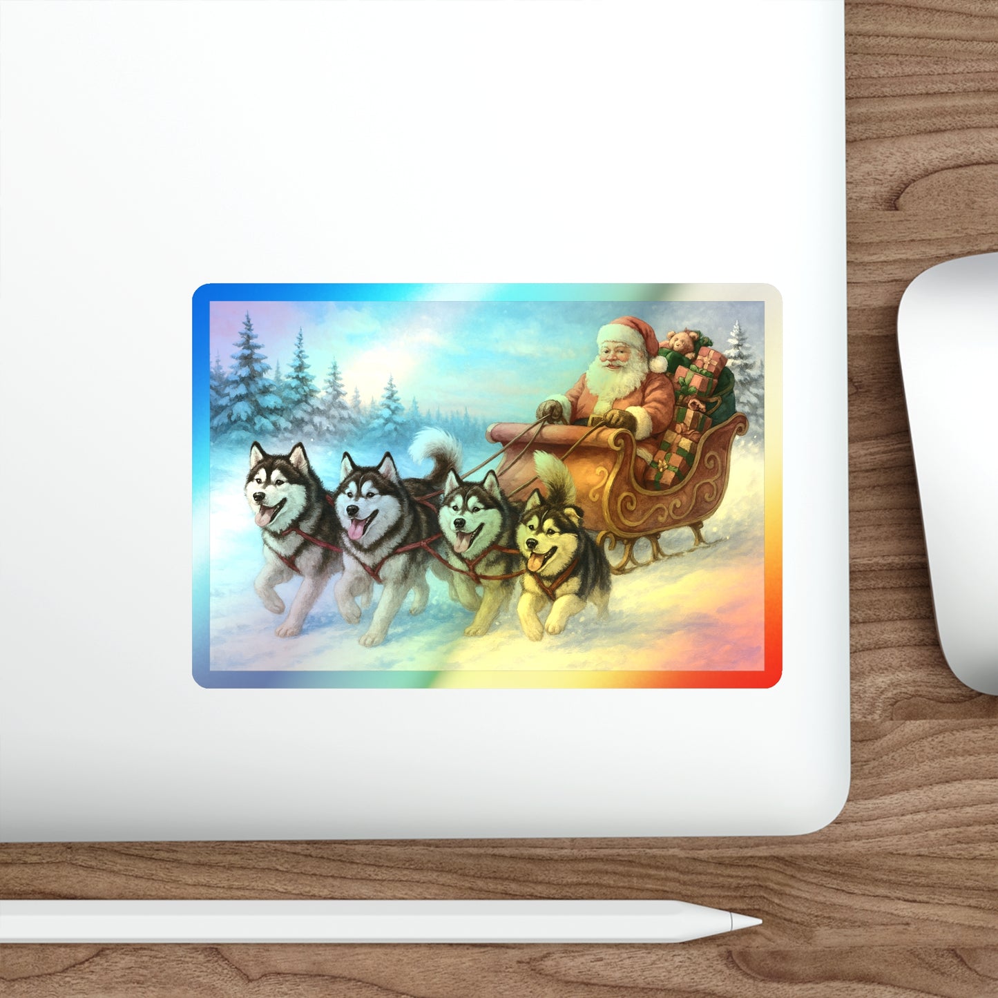 Dashing Through The Snow Holographic Sticker