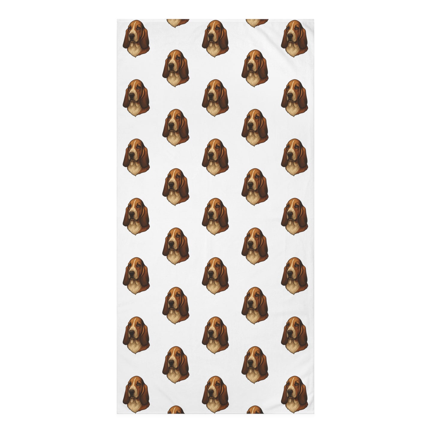 Basset Hound Head Mink-Cotton  Beach Towel