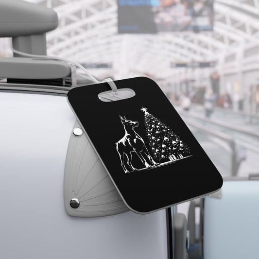 Doberman Christmas Tree Luggage Tag