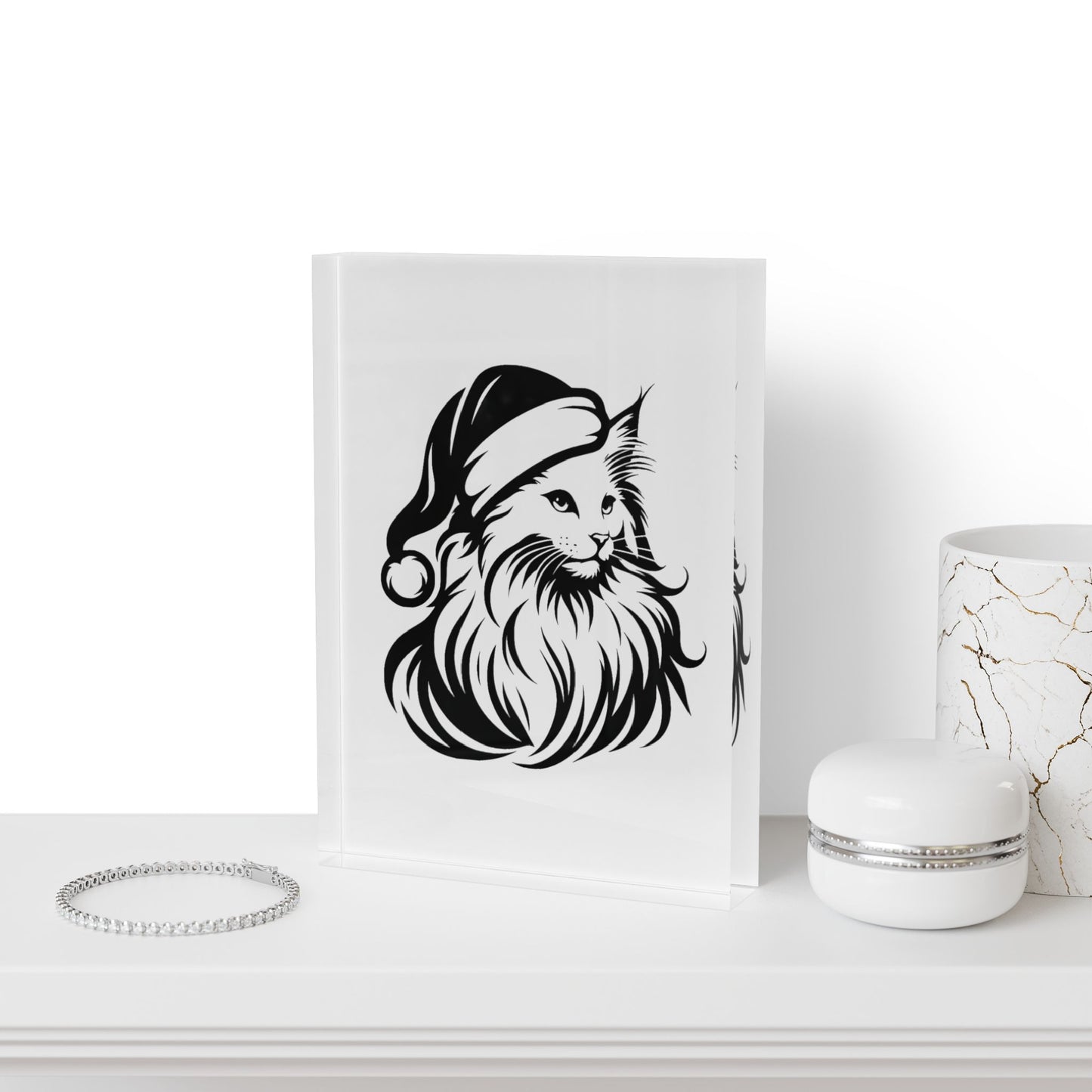 Santa Paws Cat Acrylic Photo Block