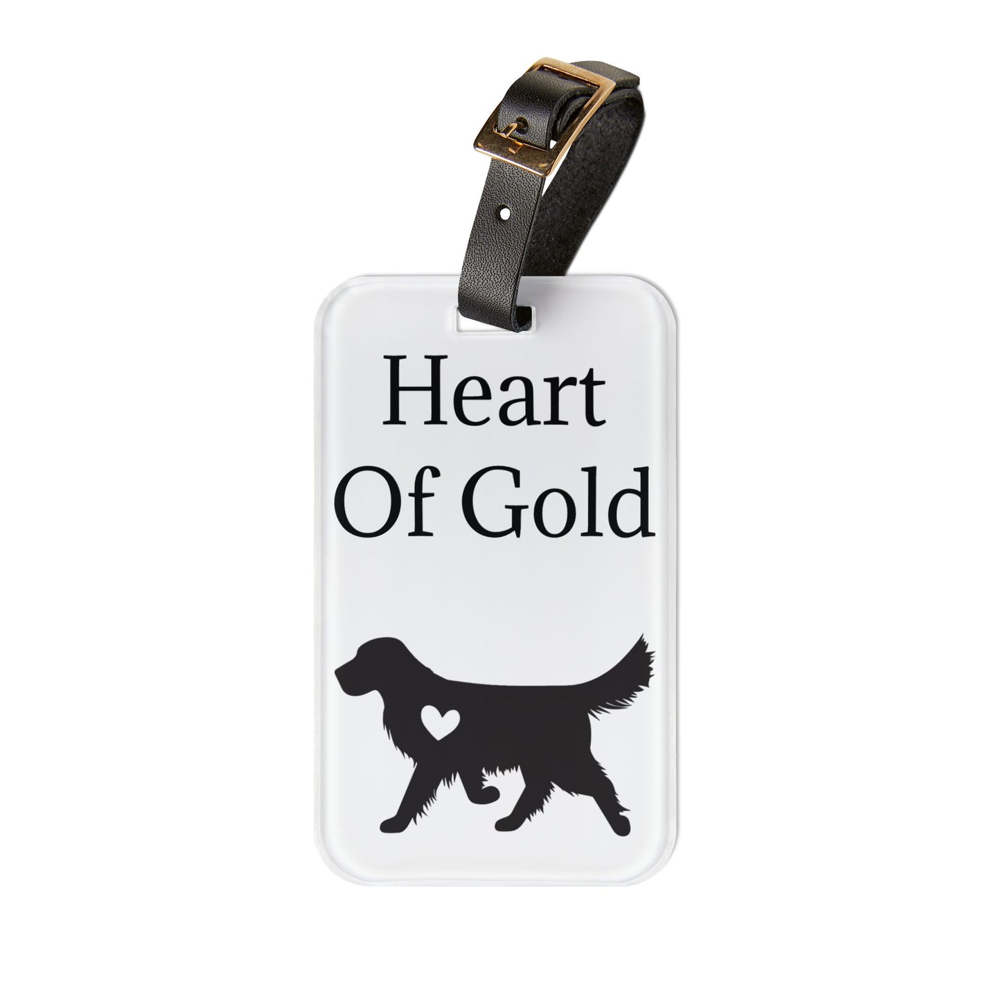 Heart Of Gold Leather Strap Luggage Tag