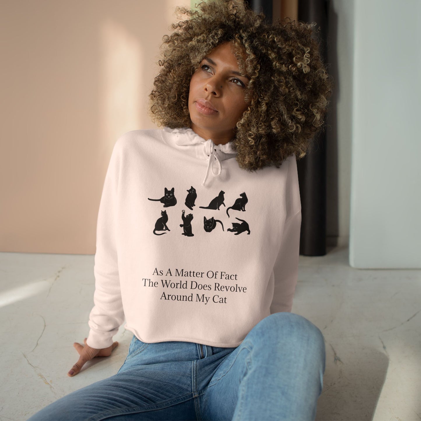 Matter Of Fact Cat Women's Crop Hoodie
