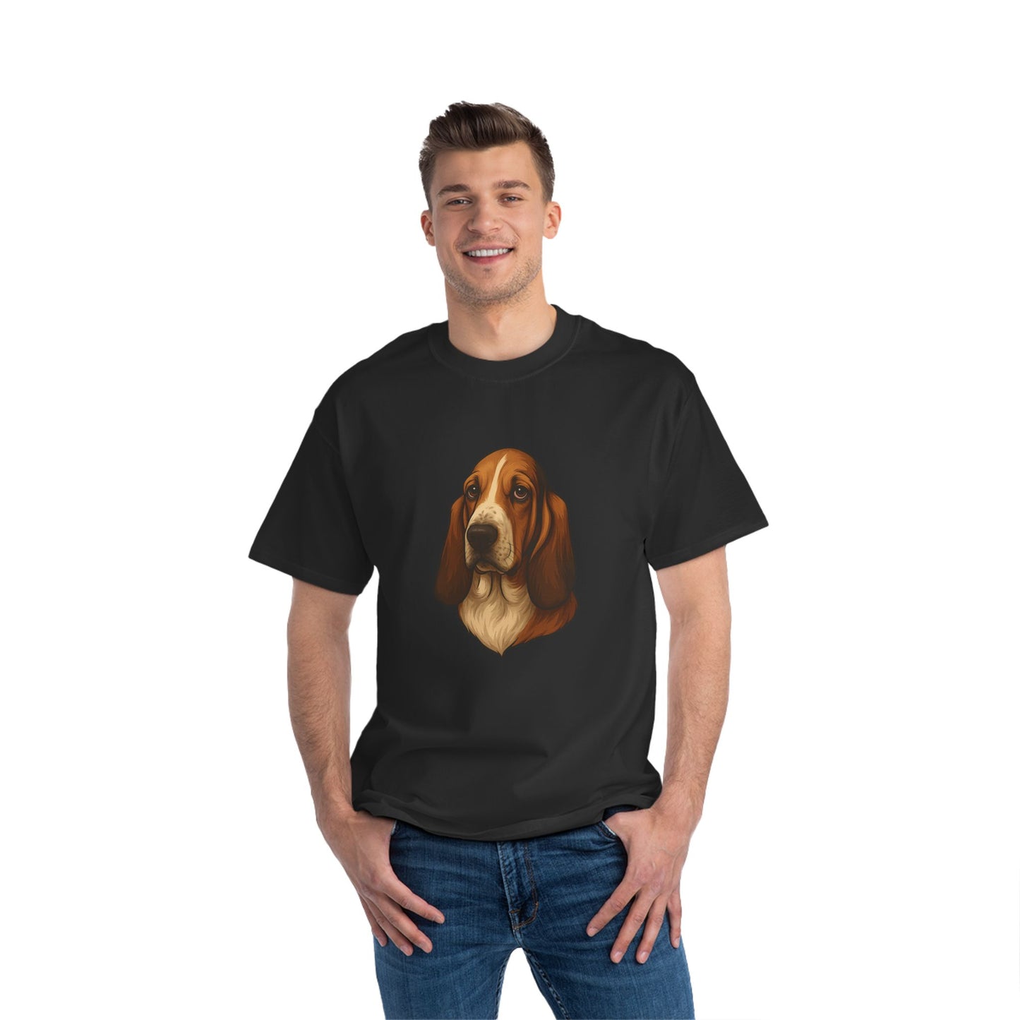 Basset Hound Head Men's Short-Sleeve Crewneck Tee