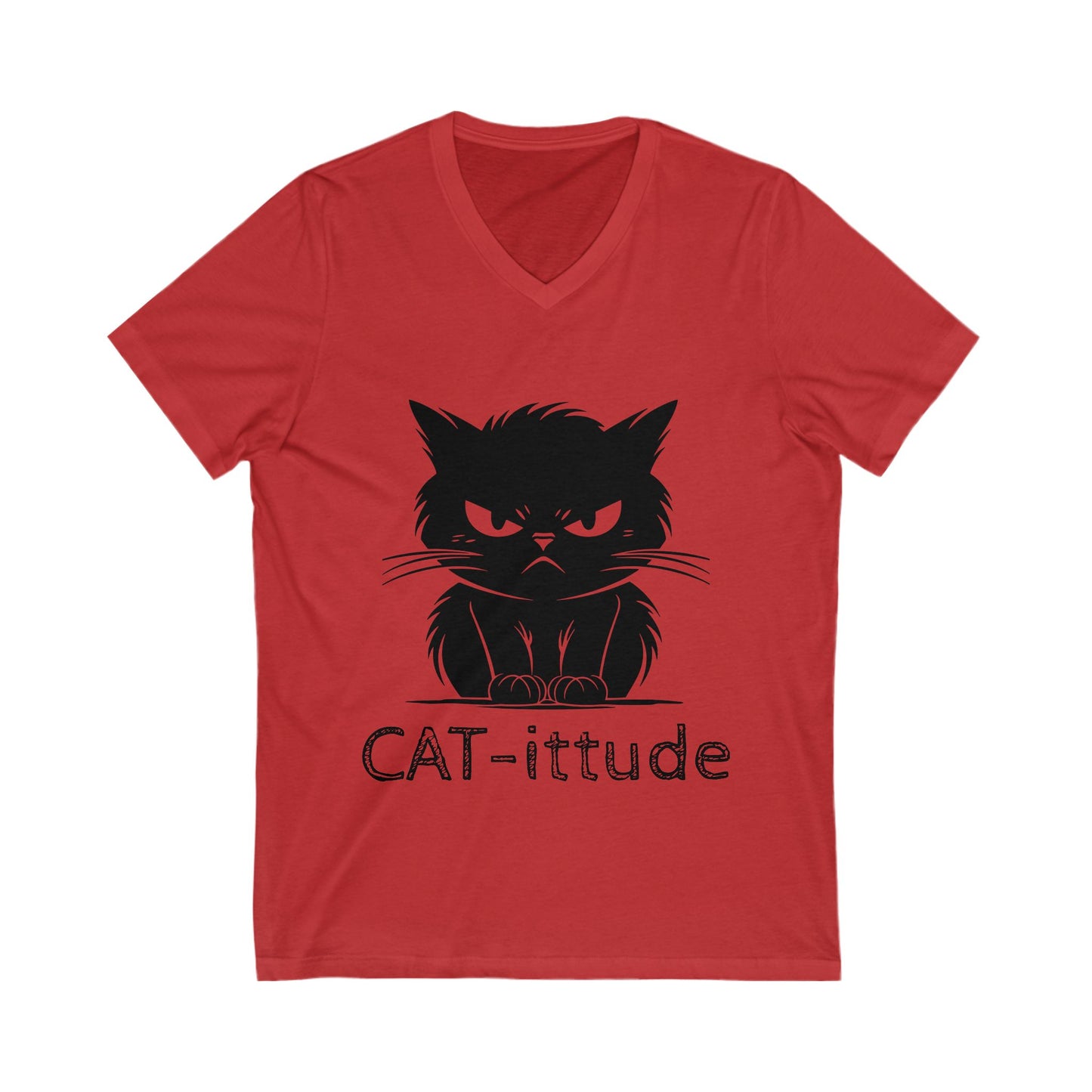 CAT-ittude Unisex Short Sleeve V-Neck Tee