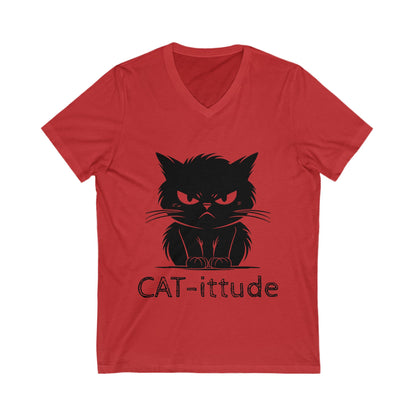 CAT-ittude Unisex Short Sleeve V-Neck Tee