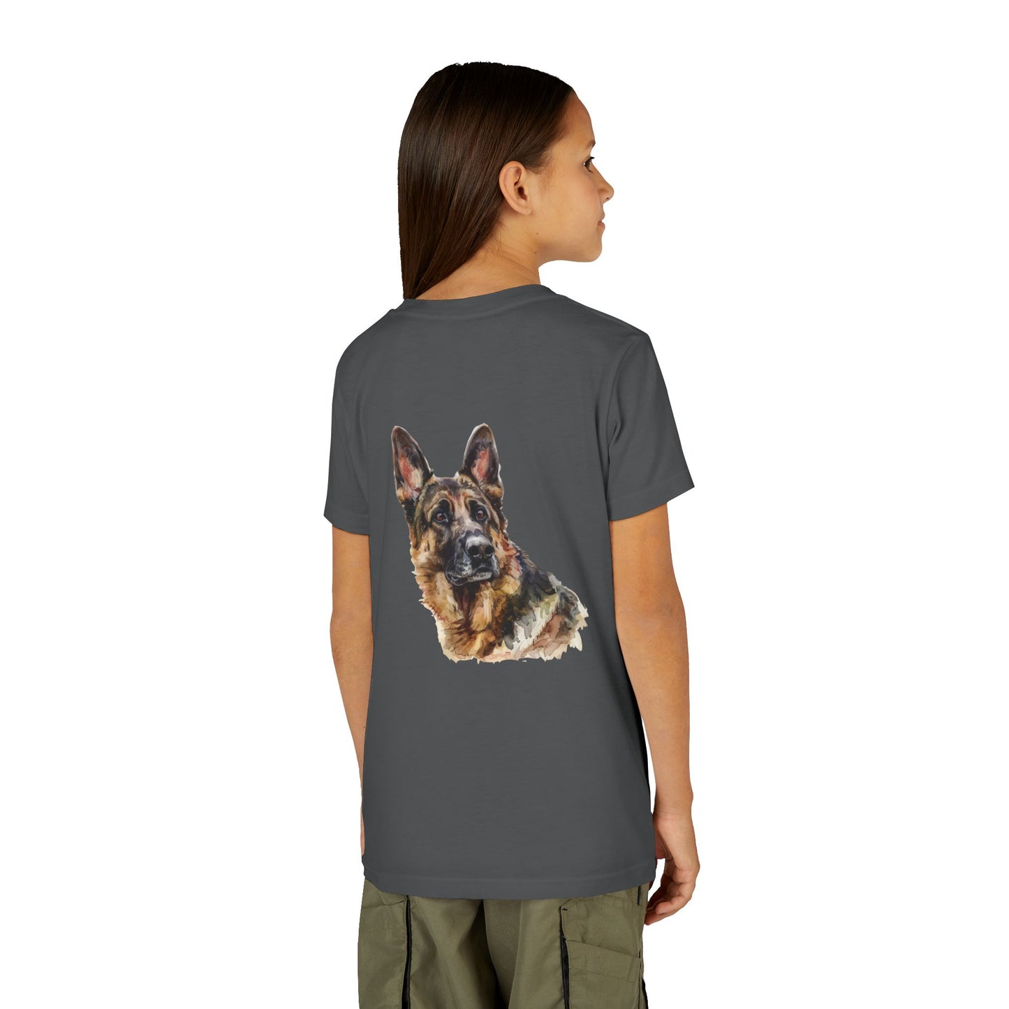 German Shepherd Head Youth Unisex Short Sleeve Crewneck Tee