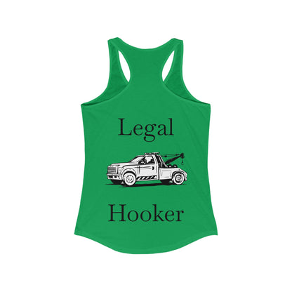 Legal H**ker Wheel Lift Tow Truck Women's Racerback Tank