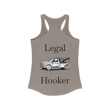 Legal H**ker Wheel Lift Tow Truck Women's Racerback Tank