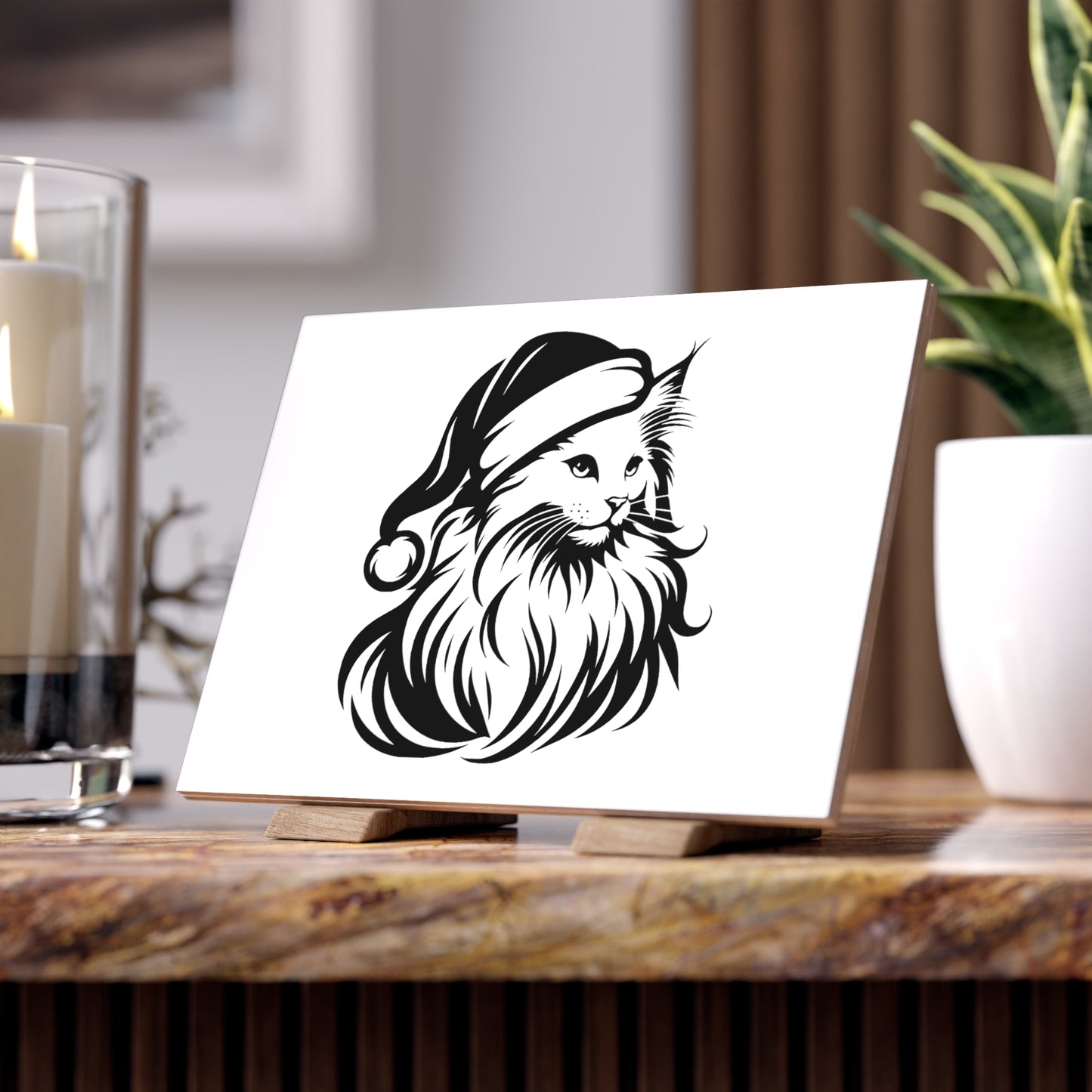 Santa Paws Cat Ceramic Photo Tile