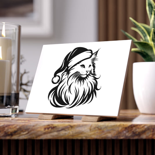 Santa Paws Cat Ceramic Photo Tile