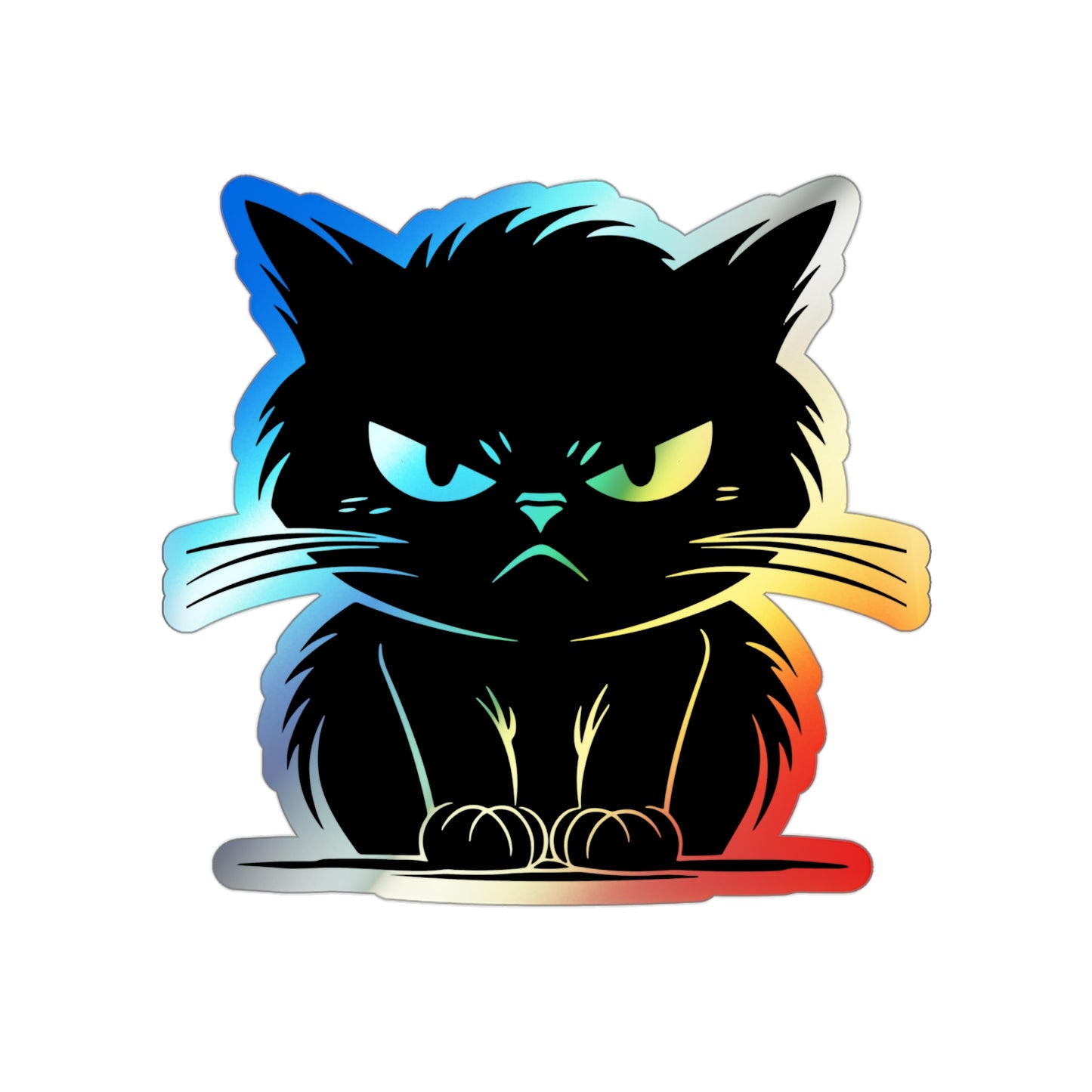Angry Cat Holographic Sticker