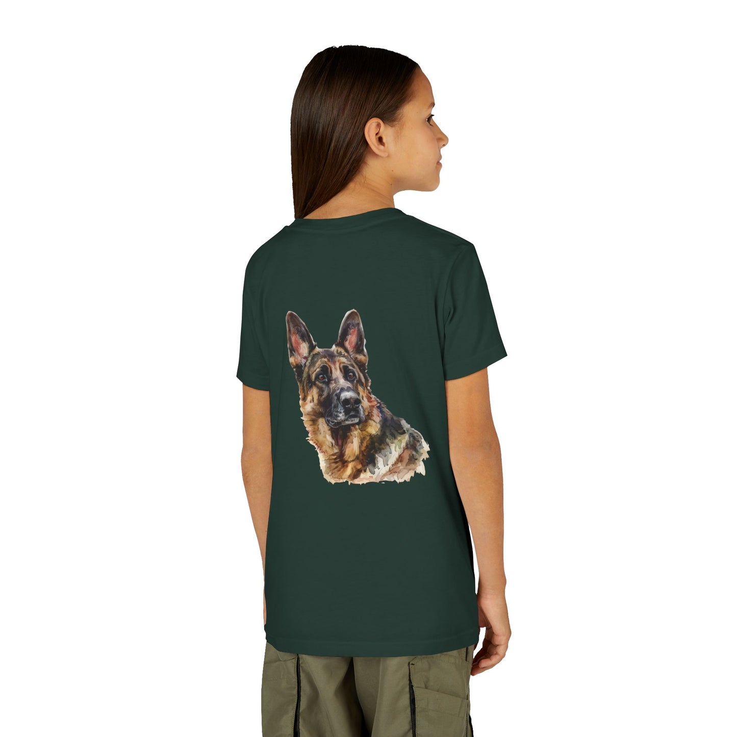 German Shepherd Head Youth Unisex Short Sleeve Crewneck Tee