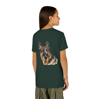 German Shepherd Head Youth Unisex Short Sleeve Crewneck Tee