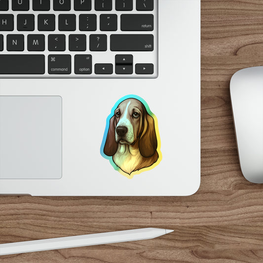 Basset Hound Head Holographic Sticker