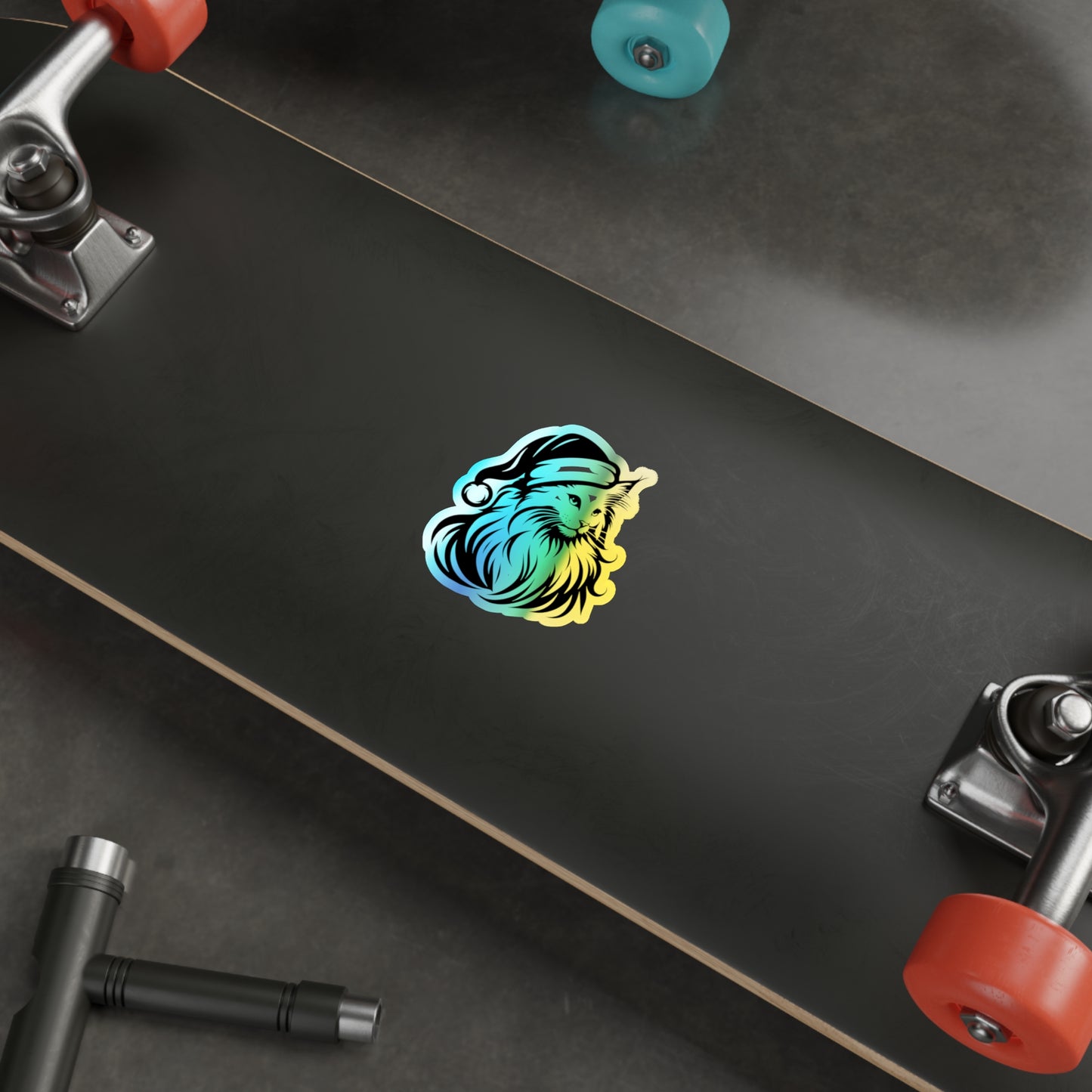 Santa Paws Cat Holographic Sticker