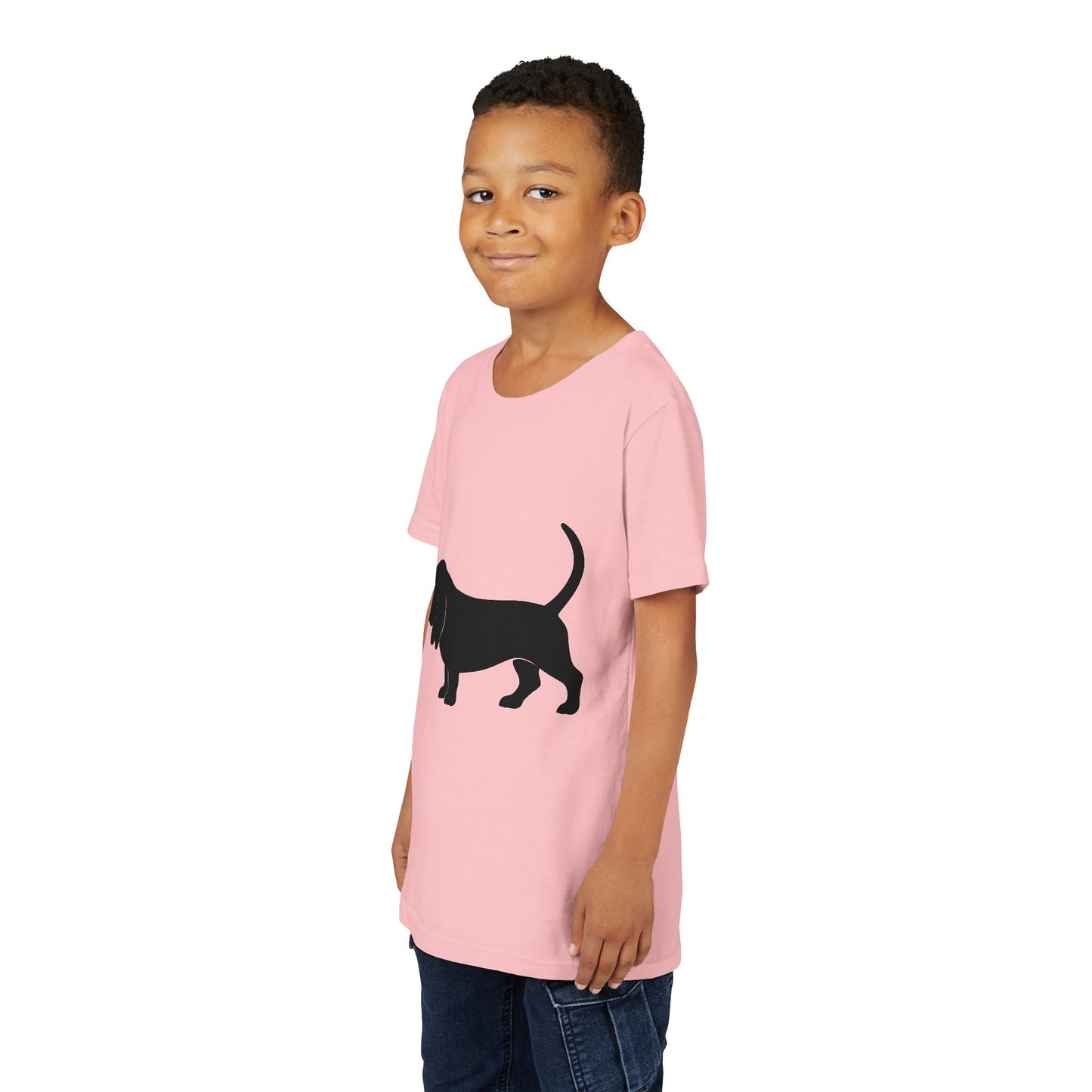 Basset Hound Silhouette Youth Unisex Short Sleeve Crewneck Tee