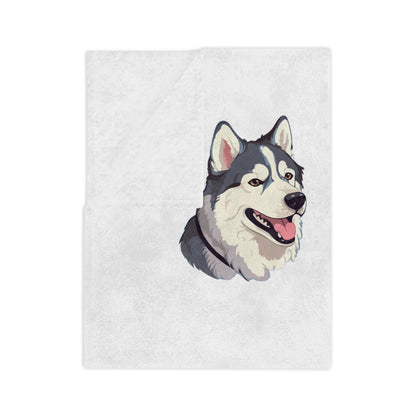 Malamute Head Velveteen Microfiber Blanket