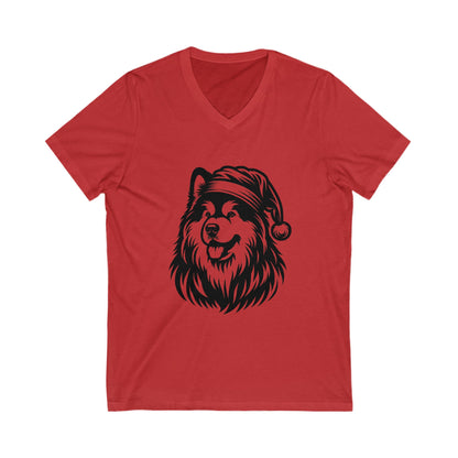 Santa Paws Malamute Unisex Short Sleeve V-Neck Tee