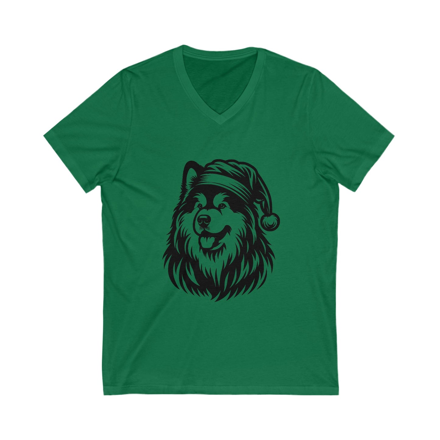 Santa Paws Malamute Unisex Short Sleeve V-Neck Tee