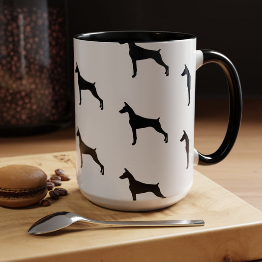 Doberman Silhouette 2-Tone Coffee Mug