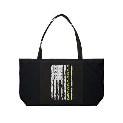 Thin Yellow Line Weekender Tote Bag