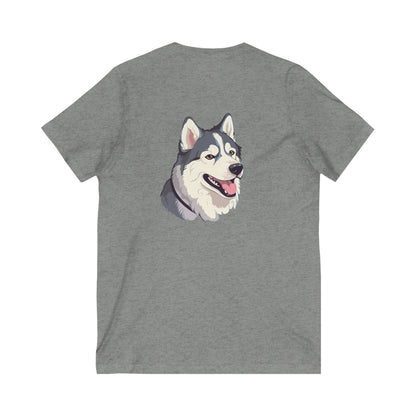 Malamute Head Unisex Short Sleeve V-Neck Tee