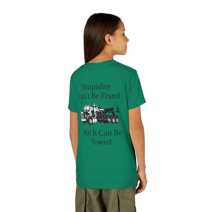 Stupidity Heavy Tow Truck Youth Unisex Short Sleeve Crewneck Tee
