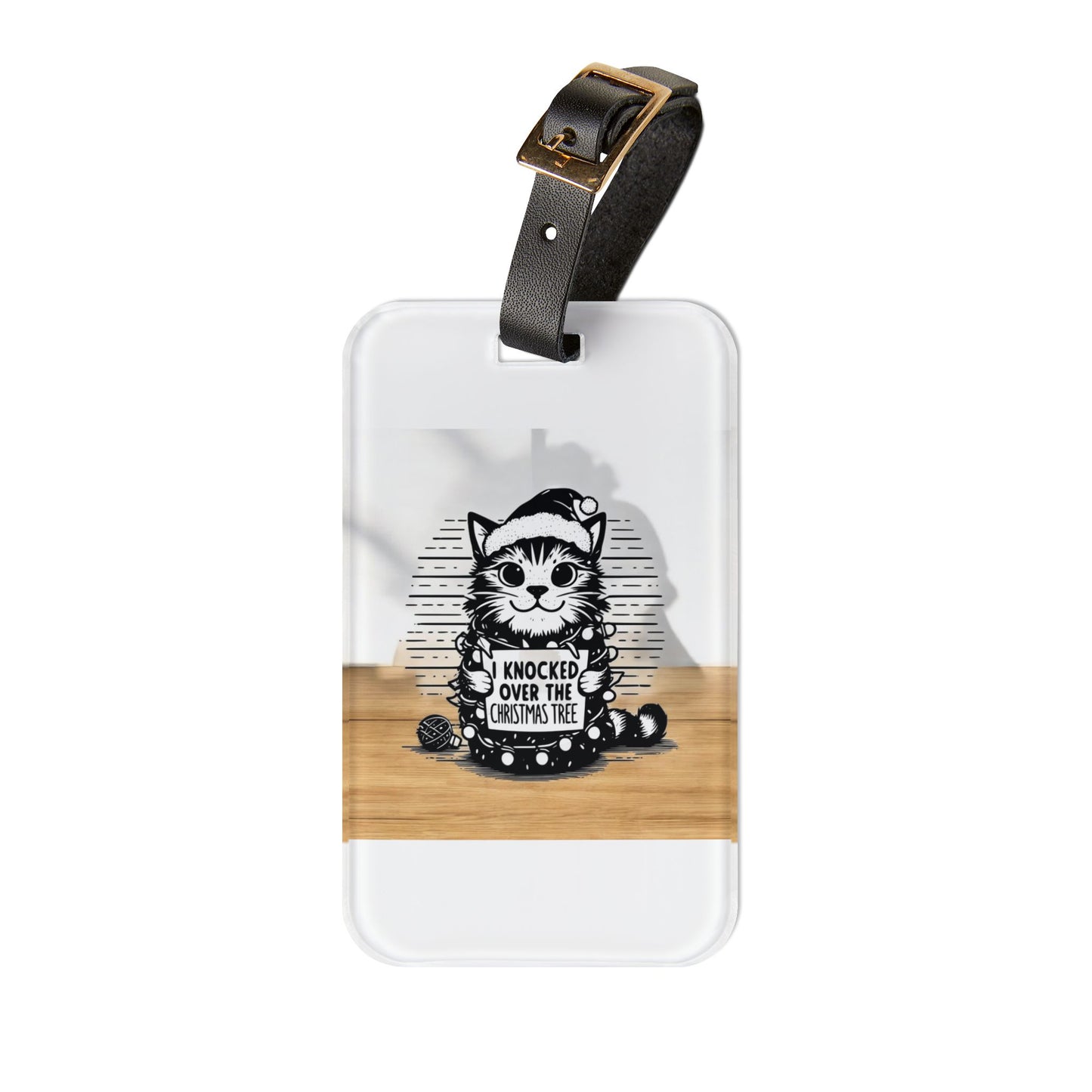 Naughty Cat Leather Strap Luggage Tag