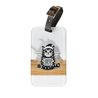 Naughty Cat Leather Strap Luggage Tag