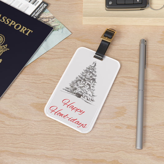 Happy Howl-idays Leather Strap Luggage Tag