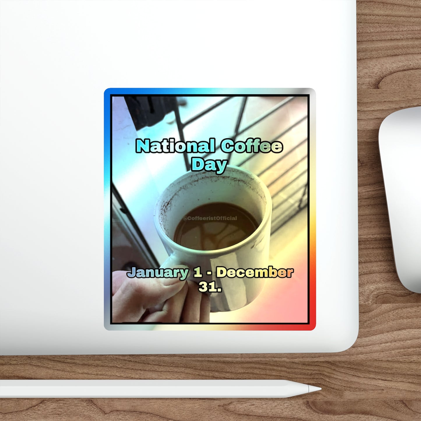National Coffee Day Holographic Sticker