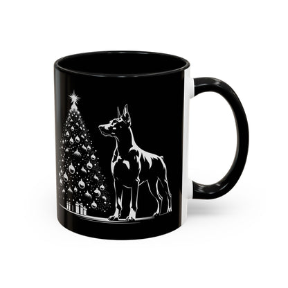 Doberman Christmas Tree 2-Tone Coffee Mug