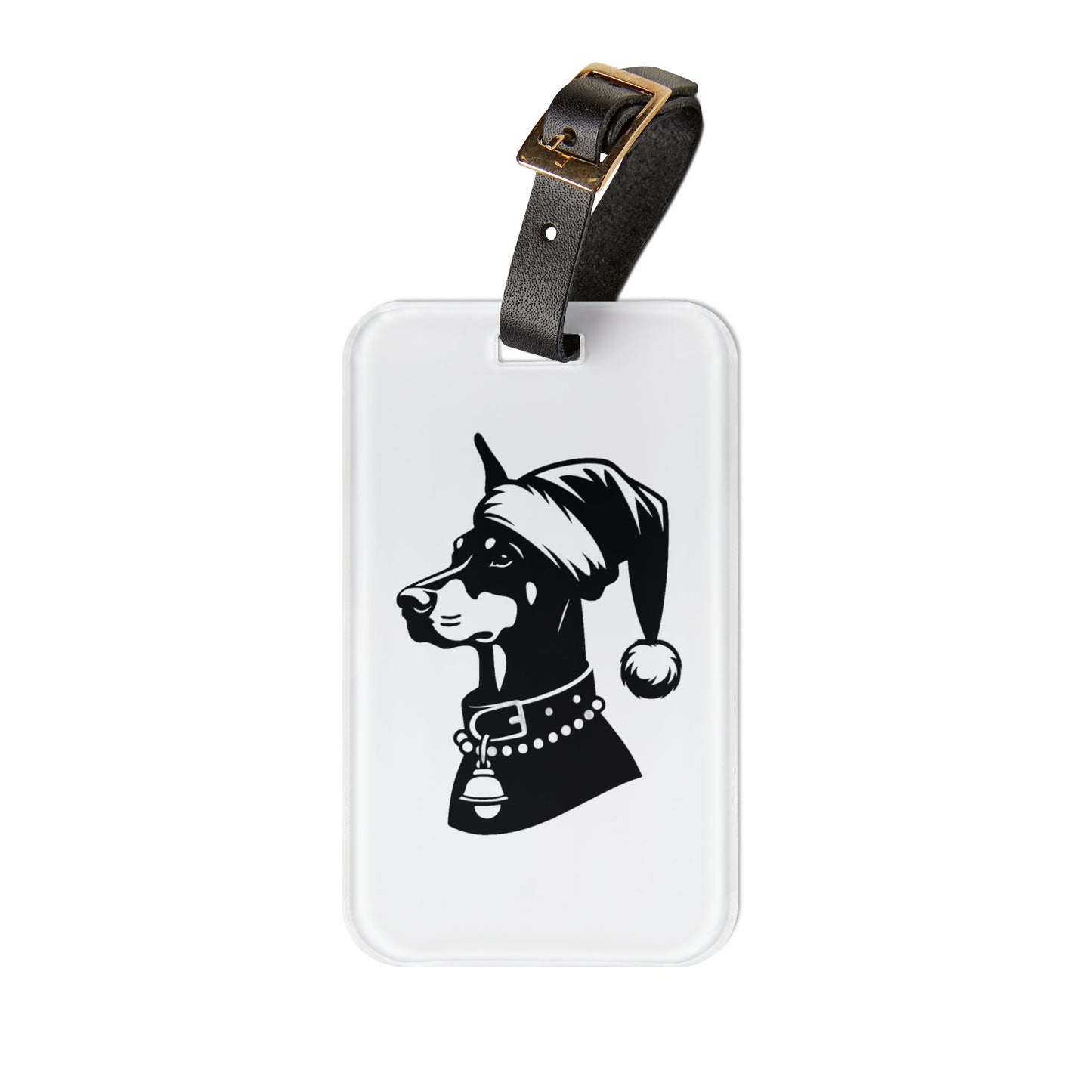 Santa Paws Doberman Leather Strap Luggage Tag