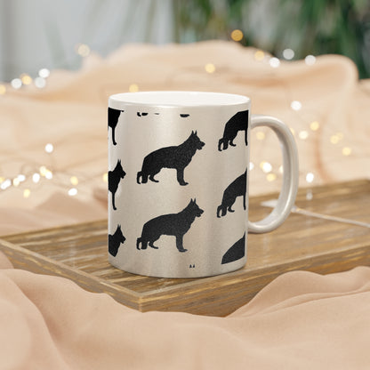German Shepherd Silhouette Metallic Coffee Mug