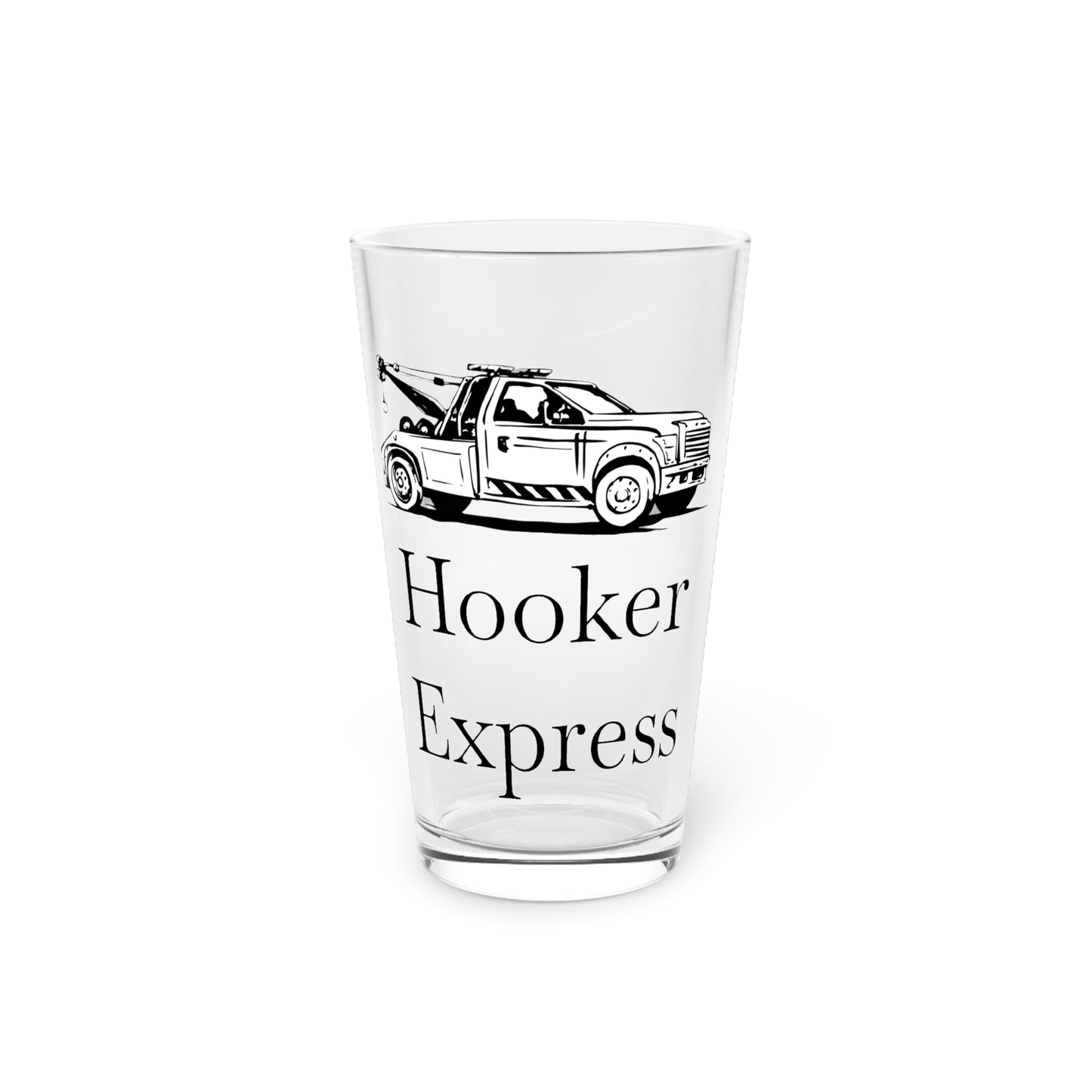 H**ker Express Wheel Lift Tow Truck Drinking Glass