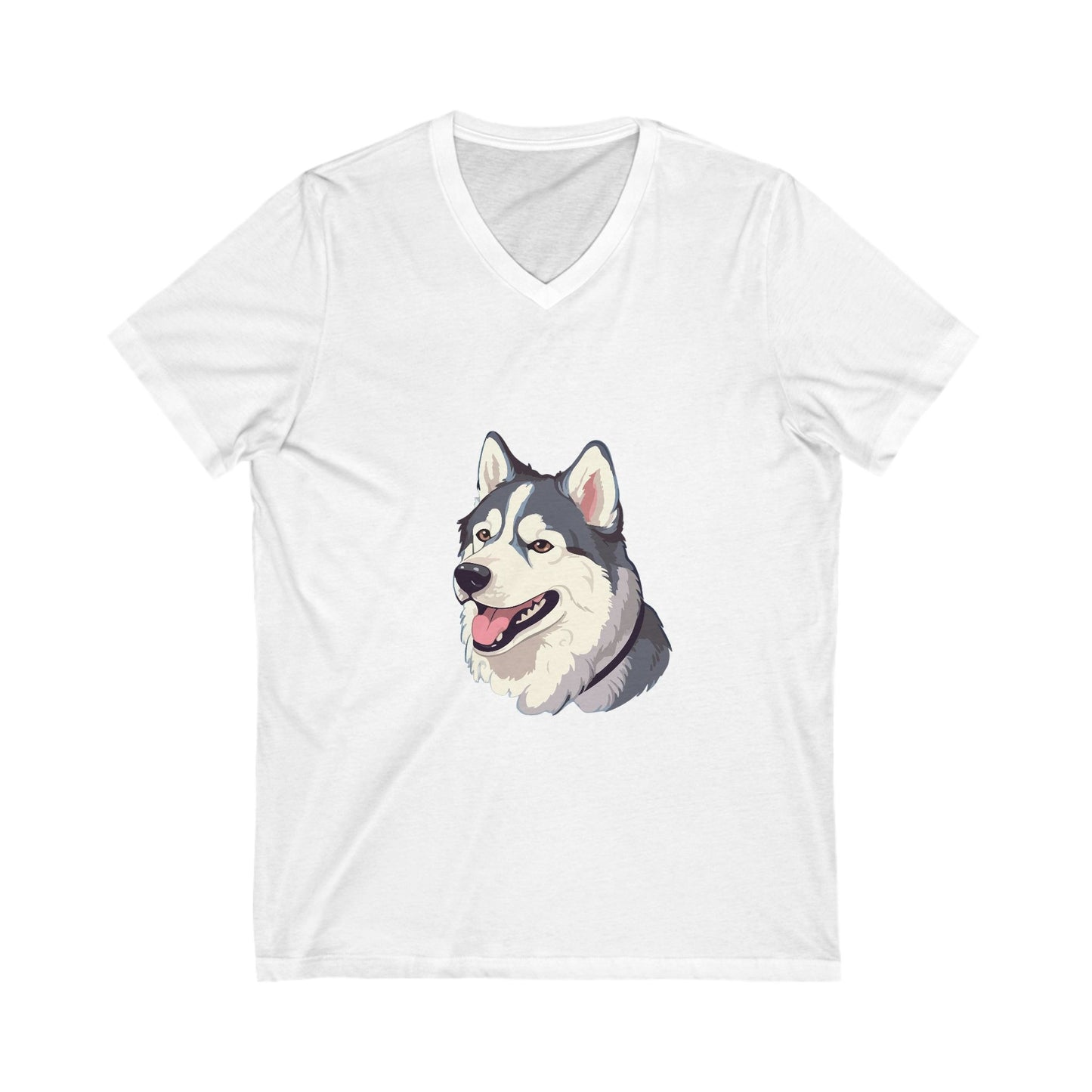 Malamute Head Unisex Short Sleeve V-Neck Tee