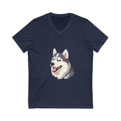 Malamute Head Unisex Short Sleeve V-Neck Tee