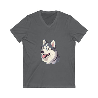 Malamute Head Unisex Short Sleeve V-Neck Tee