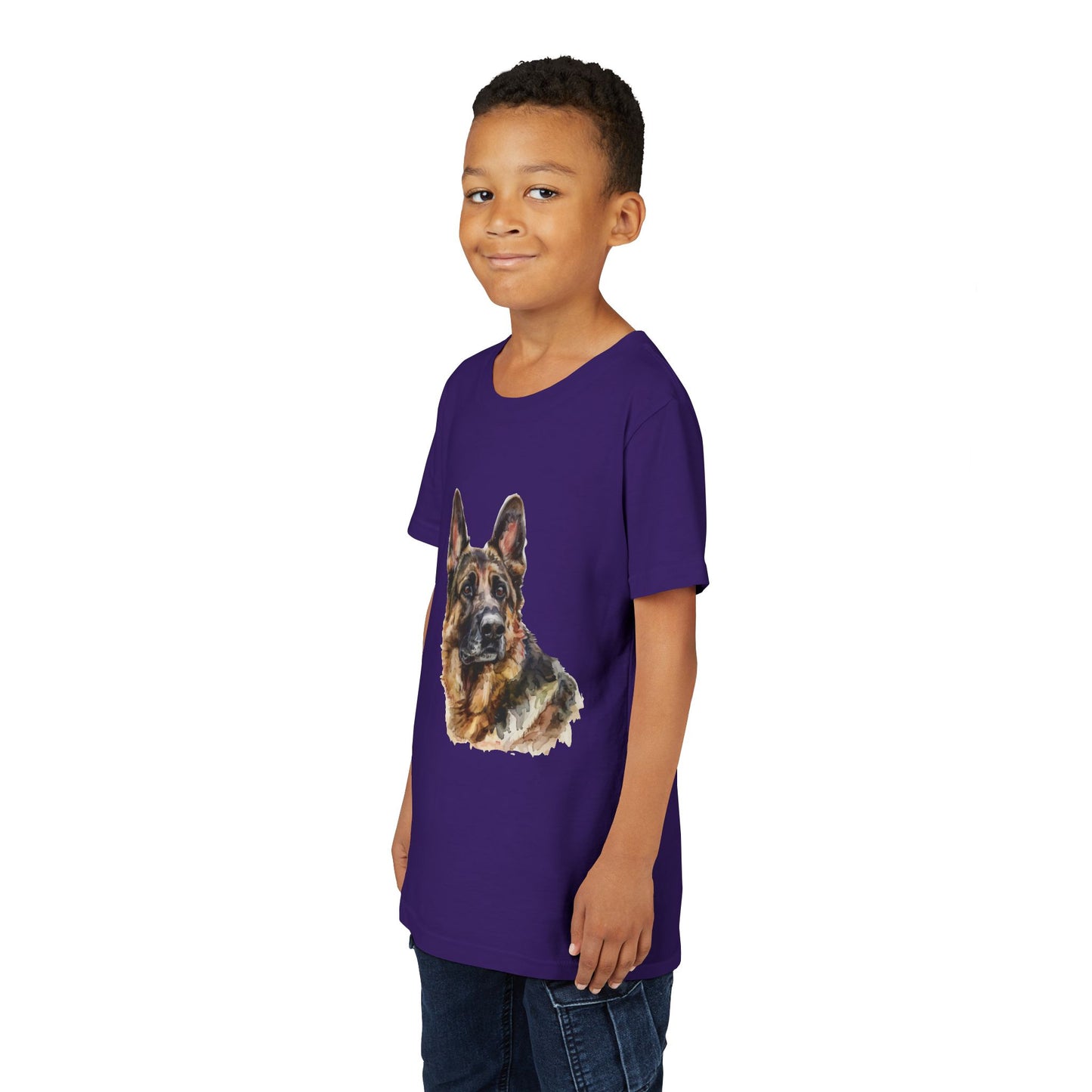 German Shepherd Head Youth Unisex Short Sleeve Crewneck Tee