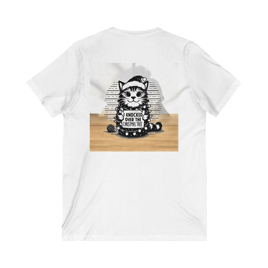 Naughty Cat Unisex Short Sleeve V-Neck Tee