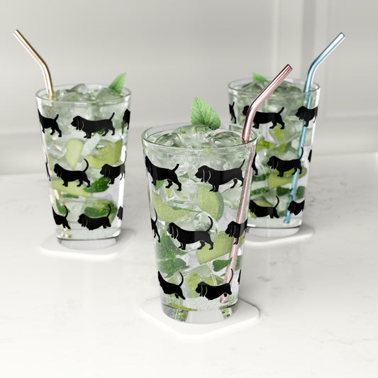 Basset Hound Silhouette Drinking Glass